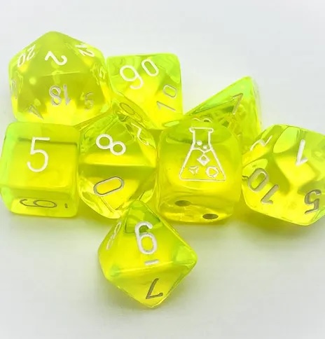 7-Die Set Translucent Neon Yellow/White - CHX30061