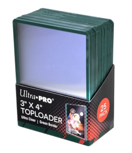 Ultra Pro 3x4  Toploader - Green Border 25-Pack