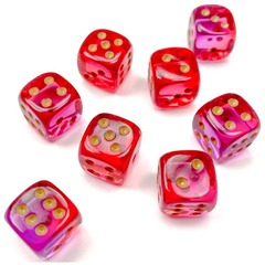 Gemini Translucent Red-Violet w/Gold - 12mm D6 Dice Set (CHX 26867)