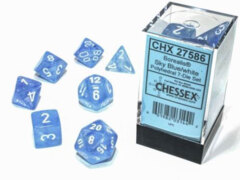 Sky Blue/White Luminary Borealis Polyhedral 7 Dice Set - CHX27586