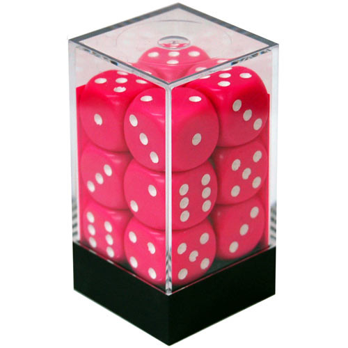 Opaque Pink w/White - 16mm Dice Set (CHX25644)