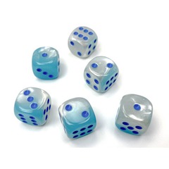 Gemini Luminary Pearl Turquoise-White w/Blue 12mm D6 (CHX 26865)