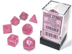 Pink/Silver Luminary Borealis Polyhedral 7 Dice Set - CHX27584