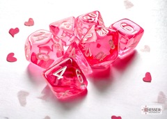 Translucent: Mini-Polyhedral Pink/white 7-Die Set - CHX 20384