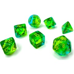 Gemini Translucent Green-Teal w/Yellow - Polyhedral Dice Set (CHX 26466)