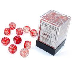 Nebula Red/Silver 36d6 12mm Dice - CHX27954