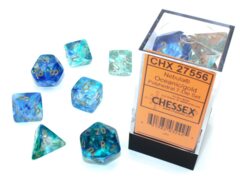 Nebula Oceanic/Gold Polyhedral 7 Dice Set - CHX27556