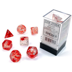 Nebula Red/SIlver Polyhedral 7 Dice Set - CHX27554