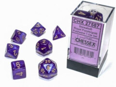 Royal Purple/Gold Luminary Borealis Polyhedral 7 Dice Set - CHX27587