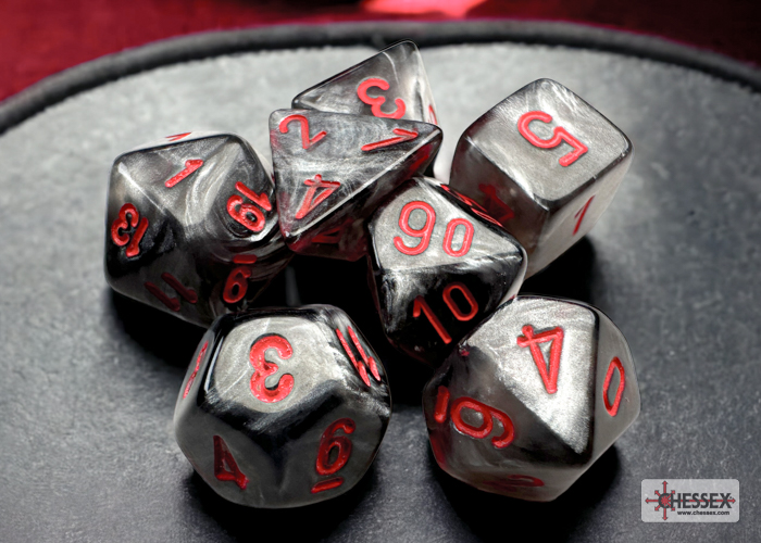Velvet: Mini-Polyhedral Black/red 7-Die Set - CHX 20478