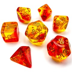 Gemini Translucent Red-Yellow w/Gold - Polyhedral Dice Set (CHX 26468)