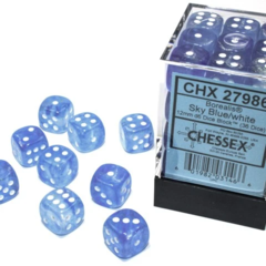 36d6 12mm Dice Borealis Sky Blue/White Luminary - CHX27986