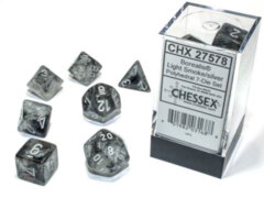 Light Smoke/Silver Luminary Borealis Polyhedral 7 Dice Set - CHX27578