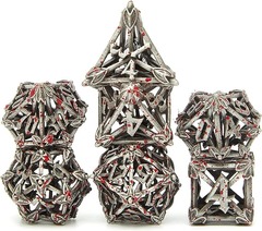 MIYUDAIS Polyhedral Metal Game Dice ( Hollow Blood-stained)