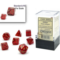 Glitter: Mini-Polyhedral Ruby/gold 7-Die Set - CHX 20504