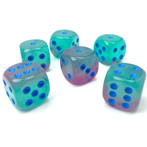 Gemini Gel Green-Pink w/Blue 12mm D6 (CHX 26668)