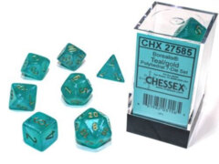 Luminary Borealis Teal w/Gold - Polyhedral Dice Set (CHX27585)