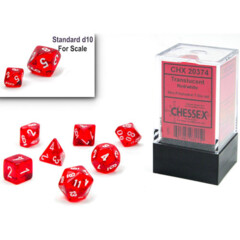 Translucent Red w/White - Mini-Polyhedral Dice Set (CHX 20374)