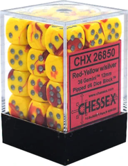 Gemini Red-Yellow w/Silver - 12mm D6 Dice Set (CHX26850)