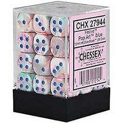 Festive Pop-Art w/Blue 36 12mm d6 Dice Block - CHX27944