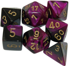 Gemini Black-Purple w/Gold Set of 7 Dice - CHX26440