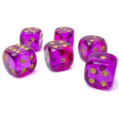 Gemini Translucent Red-Violet w/Gold - 16mm D6 Dice Set (CHX 26667)