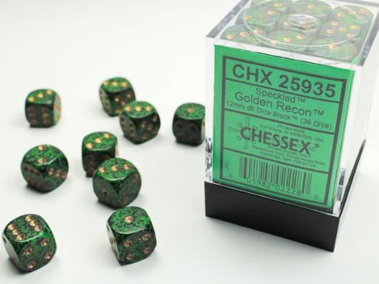 Chessex 36 Dice Cube: Speckled Golden Recon