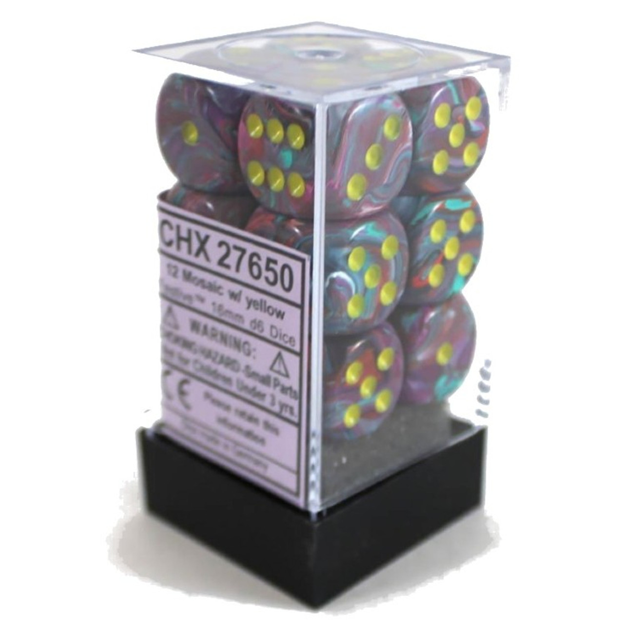 Chessex 36 Dice Cube: Festive Mosaic/Yellow