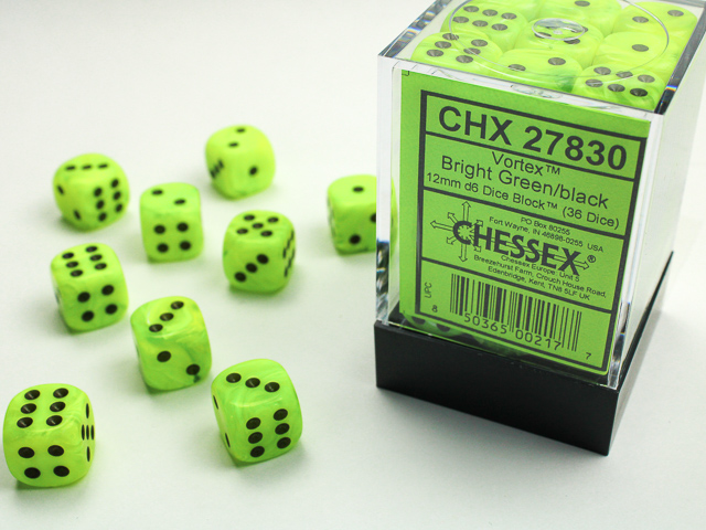 Chessex Vortex Bright Green/Black Dice