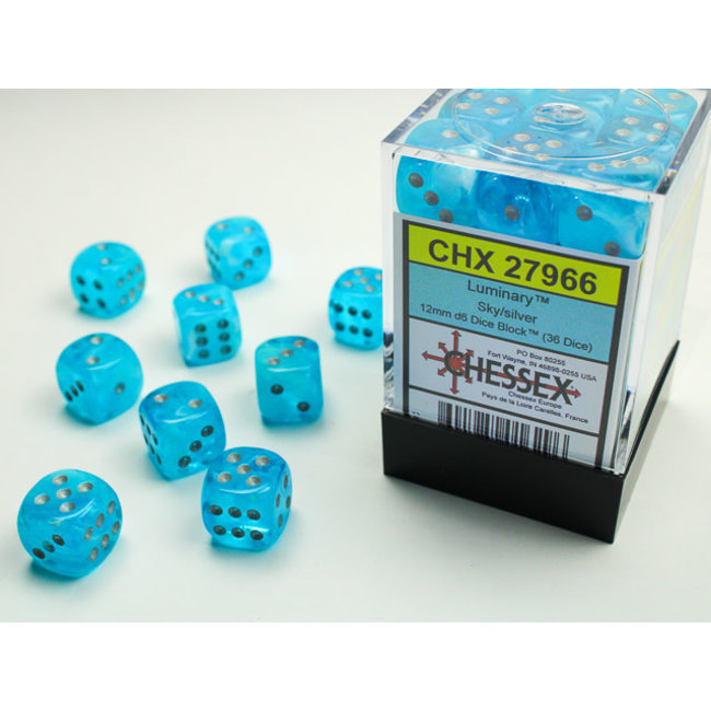 Chessex 36 Dice Cube: Luminary Sky/Silver