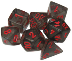 7 Smoke/Red Translucent Polyhedral Dice Set - CHX23088