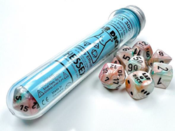 Chessex (30056): Polyhedral 7-Die Set: LUSTROUS SEA SHELL/BLACK LUMINARY