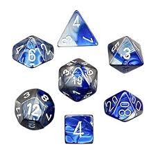 Gemini Polyhedral Blue-Steel / White 7 Die Set - CHX26423