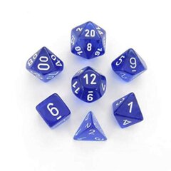 7 Blue/White Translucent Polyhedral Dice Set - CHX23076