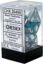 7 Steel-Teal w/white Gemini Polyhedral Dice Set - CHX26456