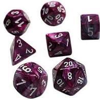 7 Amethyst/white Lustrous Polyhedral Dice Set - CHX30025