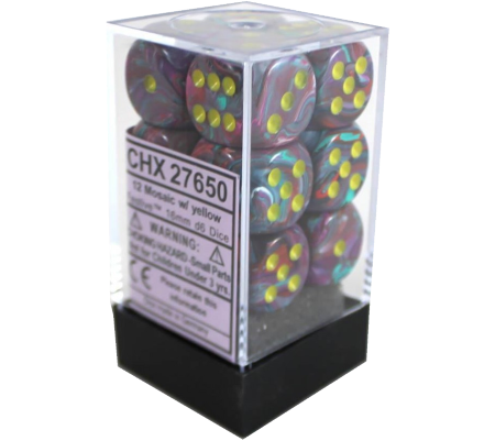 Festive Mosaic/yellow 16mm d6 Dice Block - CHX27650
