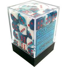 Gemini Astral Blue-White/red 12mm d6 Dice Block - CHX26857