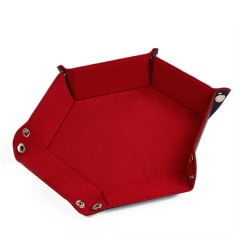 Leatherette & Velvet Dice Tray (Red Hex)