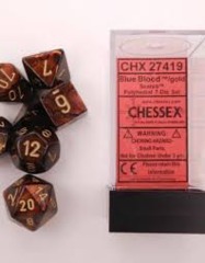 Scarab Blue Blood/gold Polyhedral 7-Die Set - CHX27419