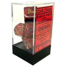 7 Burgundy/gold Vortex Polyhedral Dice Set - CHX27434