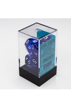 7 Blue/White Translucent Polyhedral Dice Set - CHX23076