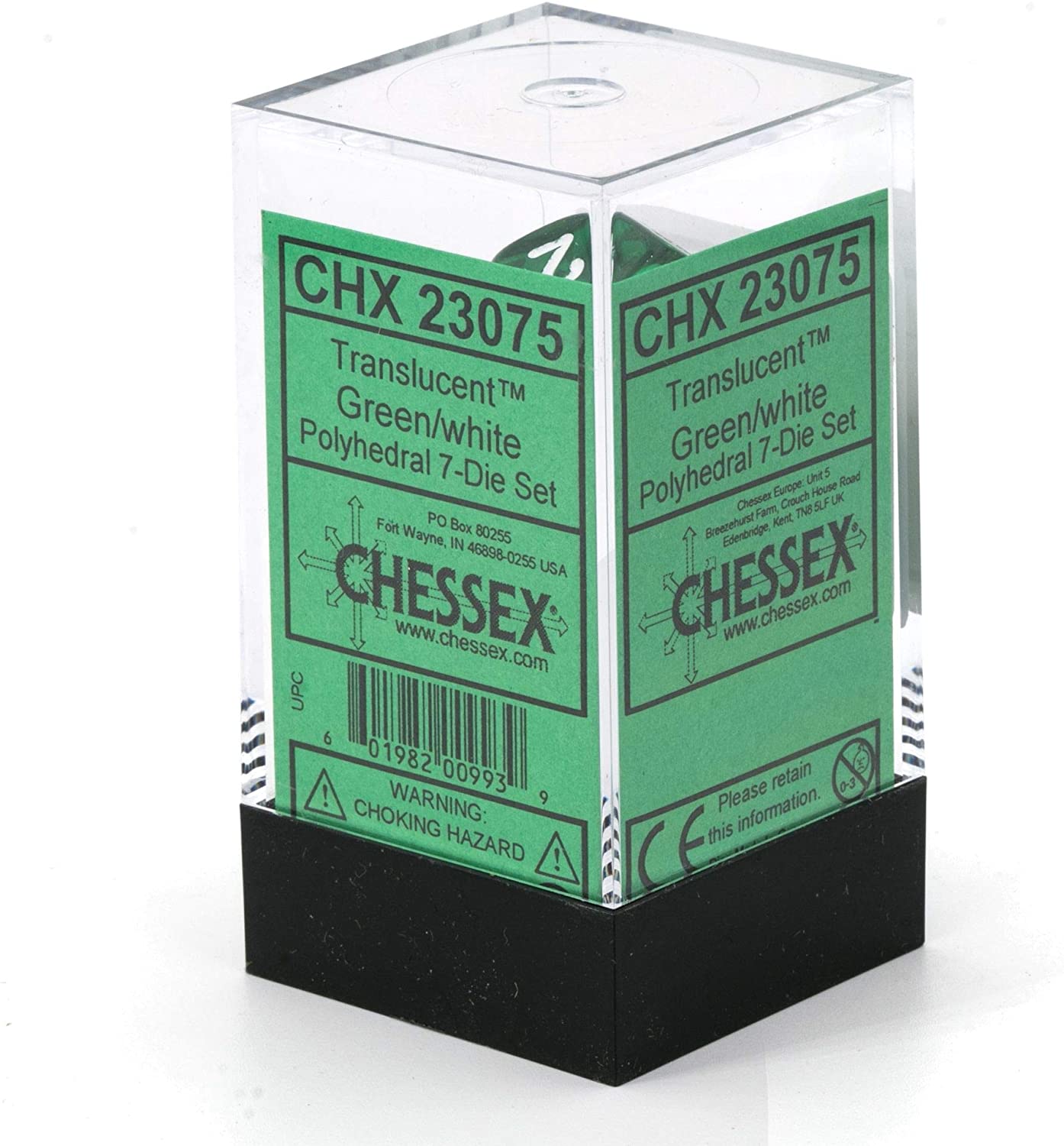 7 Green/White Translucent Polyhedral Dice Set - CHX23075