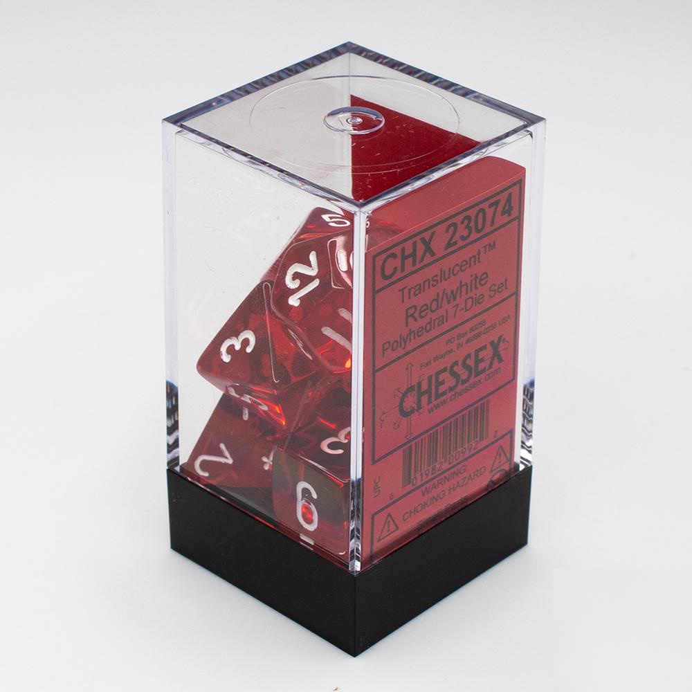 7 Red/White Translucent Polyhedral Dice Set - CHX23074