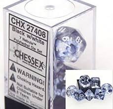 Nebula Black/white Polyhedral 7-Die Set - CHX27408