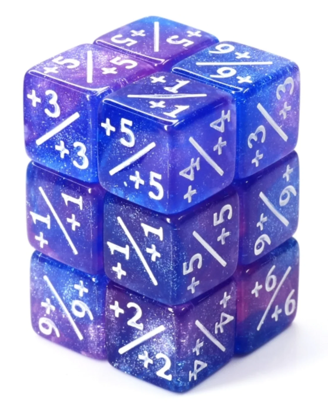 +1/+1 BLUE & PURPLE GLITTER COUNTERS FOR MAGIC - SET OF 8