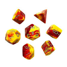 7 Red-Yellow/white Gemini Polyhedral Dice Set - CHX26450