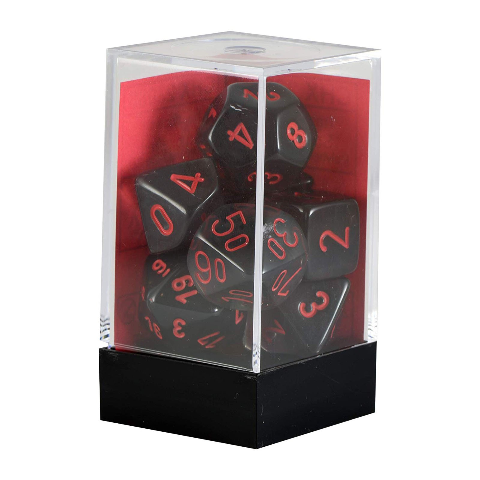 7 Smoke/Red Translucent Polyhedral Dice Set - CHX23088