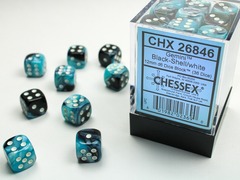 Gemini Black-Shell/white 12mm d6 Dice Block (36 dice) - CHX26846