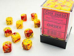 Gemini Red-Yellow/silver 12mm d6 Dice Block (36 dice) - CHX26850